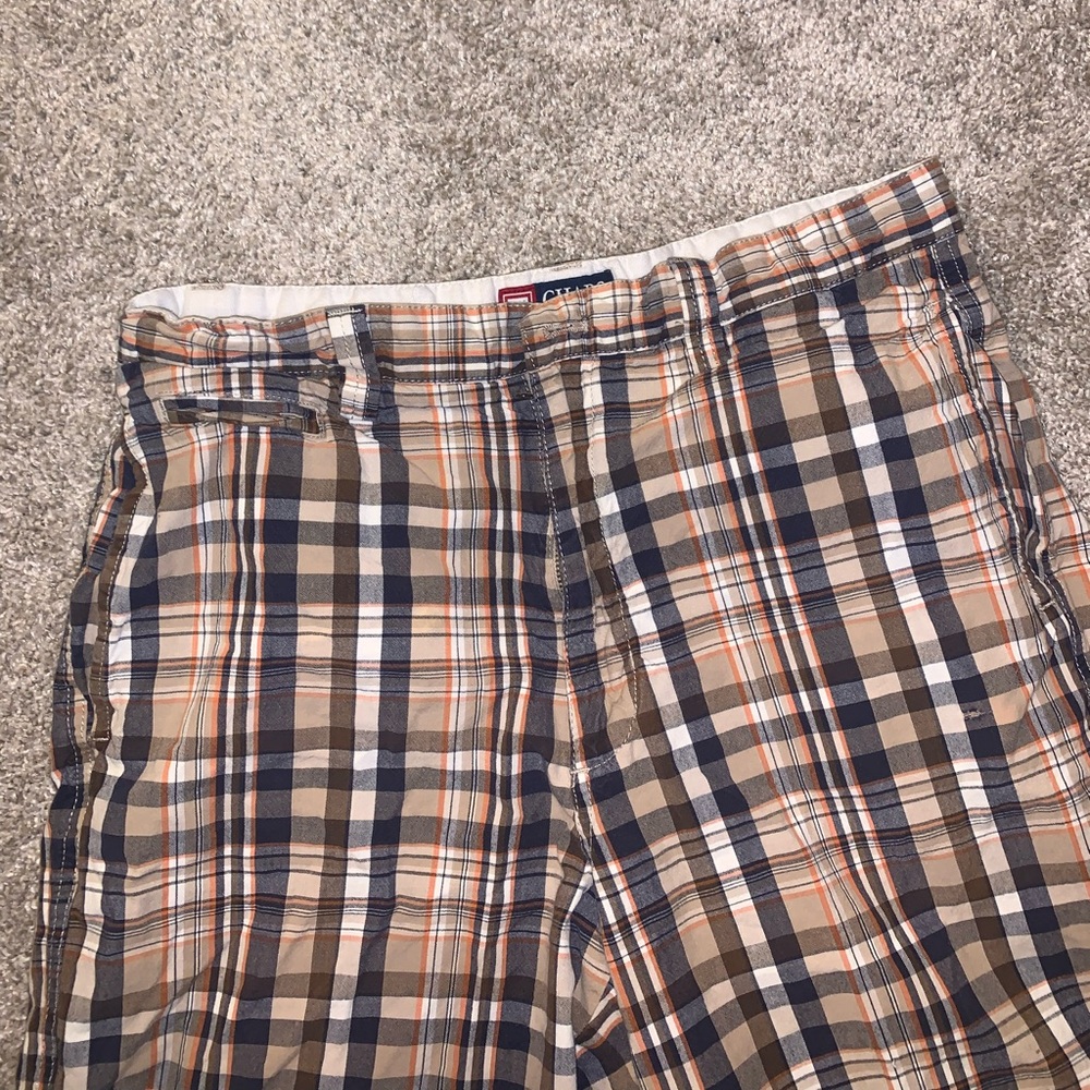 Chaps Brown, Blue & Orange Plaid Dress shorts W32 - Picture 4 of 12